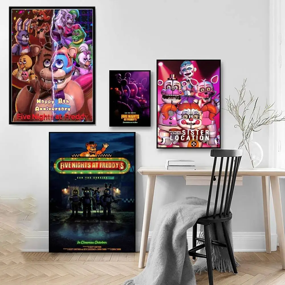 Fnaf F-Five-nights-At-Freddys Anime Poster Print Canvas Pictures Home For Living Room And Bedroom Wall Decor Frameless Painting