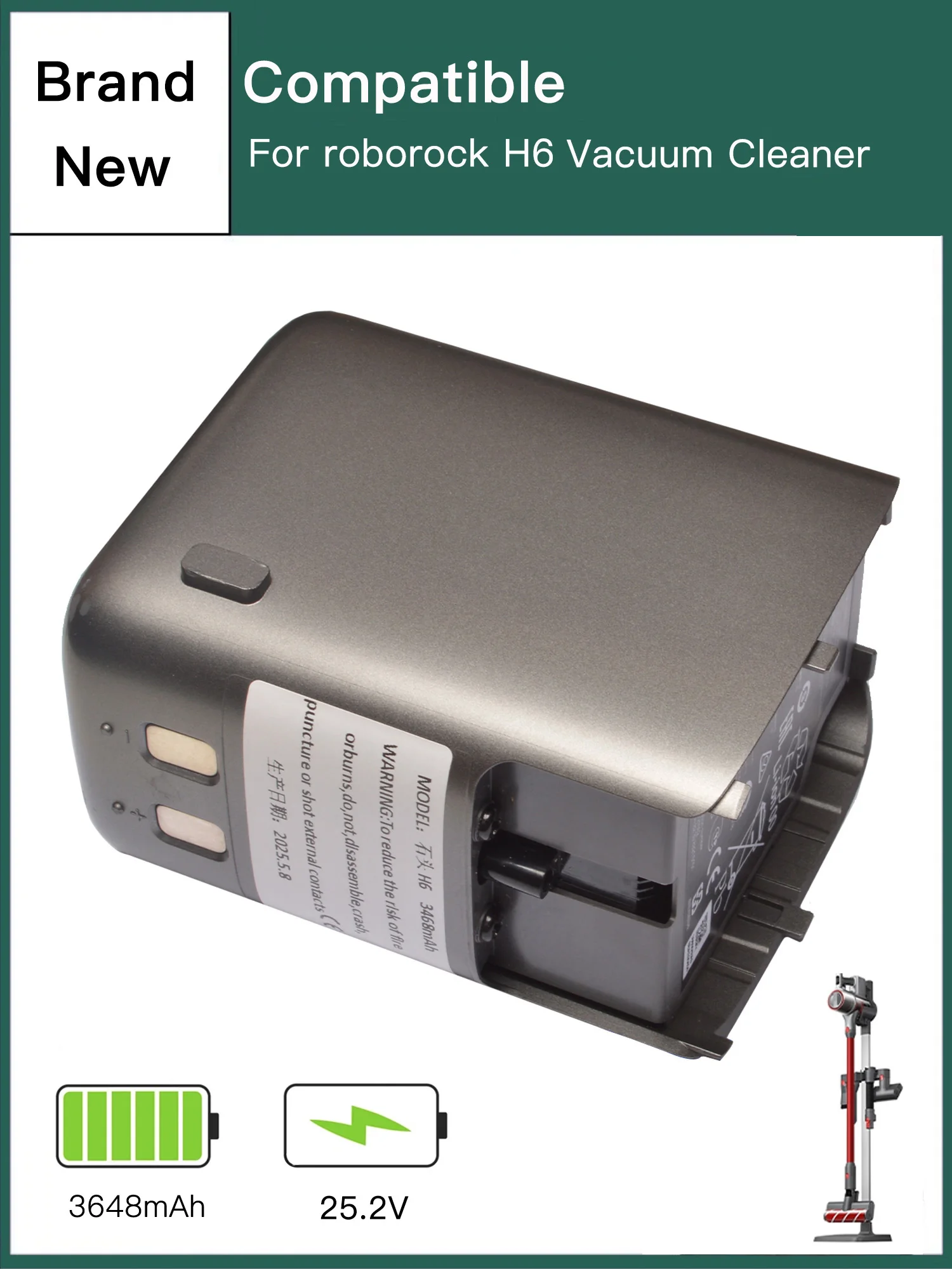 

For Roborock H6 vacuum cleaner accessories lithium battery H6M1A high capacity battery