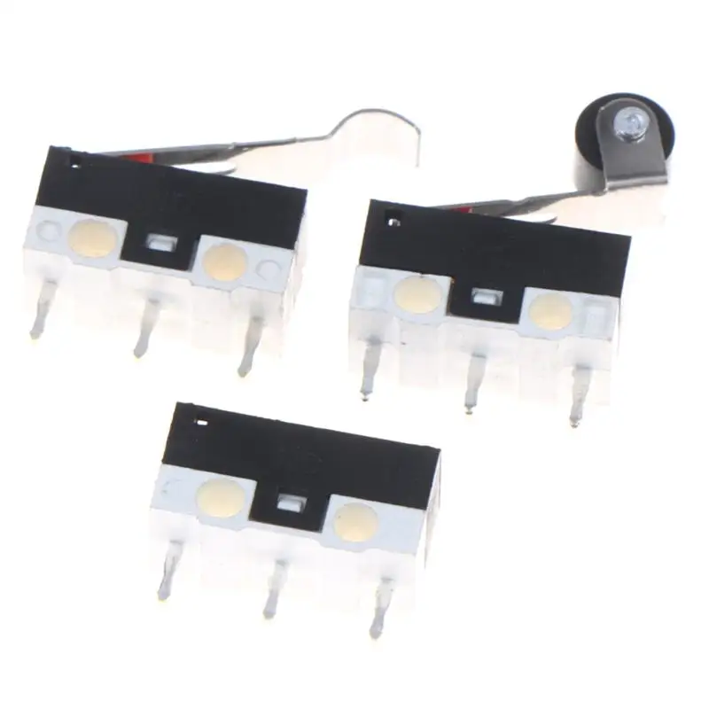 20Pcs Mini Micro Limit Switch C NO NC 3 Pins PCB Terminals SPDT 1A 125V Roller Arc Lever Snap Action Push Micro Mouse Switches