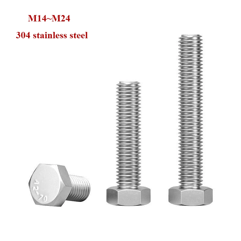 

SUS304 Stainless Steel External Hex Screw M14~M24 Outer Hexagon Head Bolt Length:20mm-200mm