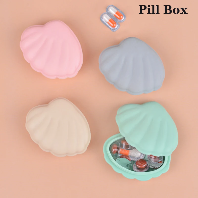 Caixa De Armazenamento De Jóias Portátil, Recipiente Cosmético, Caixa De Comprimidos De Silicone, Macaroon Cor, Brinco De Forma De Shell, Viagem, Organizador De Casa