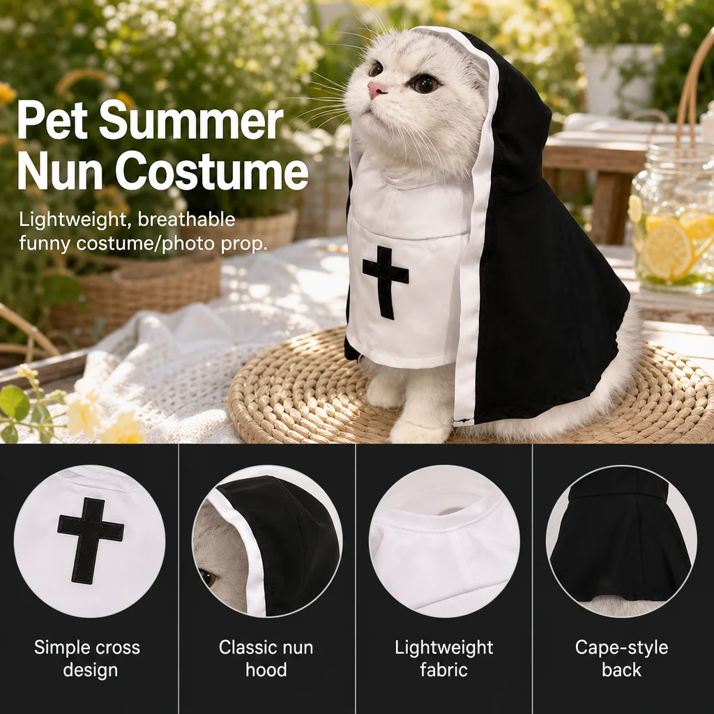 Sommerkostüm für Haustiere, atmungsaktives Outfit für kleine und mittelgroße Hunde und Katzen, elastisch, bequem, Halloween-Cosplay, lustiges Design – Detail 6