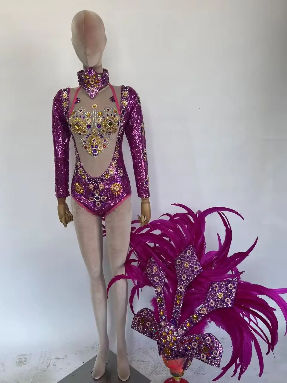 Brizal Purple Samba Costume Luxury Show feather headgear set carnival Cosplay Costumes