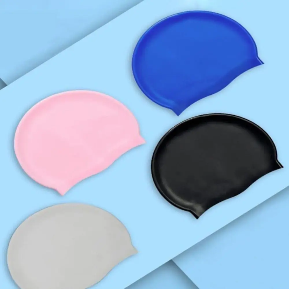 Bonés de Natação de Silicone para Homens e Mulheres Impermeável, Boné de Piscina, Protege Orelhas, Cabelo Comprido, Grande, Elástico Alto, Chapéu Mergulho, Adultos