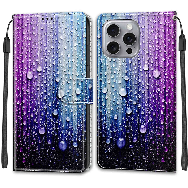 Flower Pattern Flip Case For iPhone 16 Pro Max 15 Plus Ultra 16Pro 16Plus 15Pro Wallet Leather Phone Cases Stand Book Cover Bags