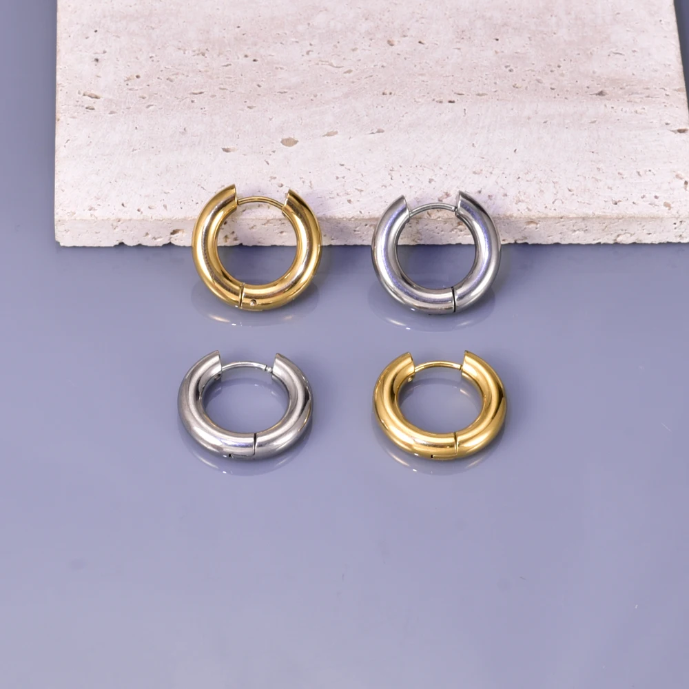 

E61 stainless steel simple smooth golden ear loops