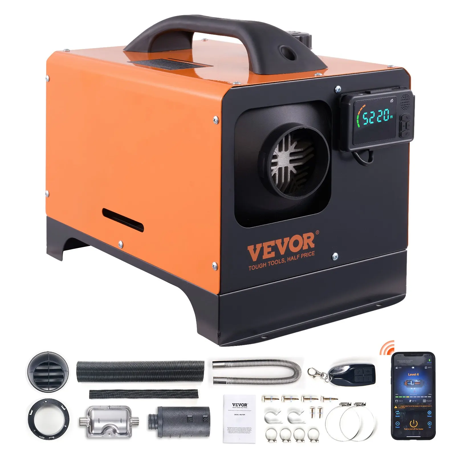 

VEVOR Diesel Air Heater 5/8KW 12V All in One Car Heater with Silencer Remote Control for Car Truck Boat RV Parking Diesel Heater