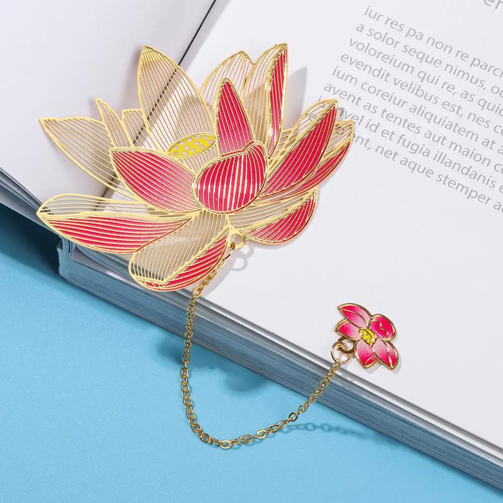 Chinese Style Metal Hollow Painted Bookmark Retro Color Tassel Book Markers School Office Supplies