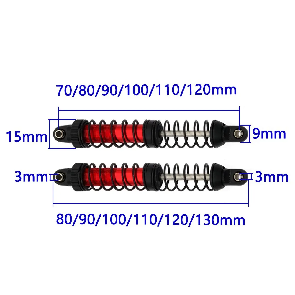 1 para amortyzator oleju metalowego 70mm 80mm 90mm 100mm 110mm 120mm dla 1/10 Rc oś samochodu SCX10 90046 AXI03007 TRX4 TRX6