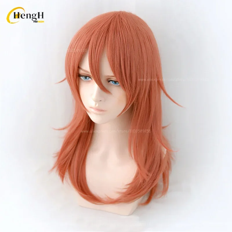 Peluca sintética de Anime, pelo resistente al calor, color marrón y naranja, 60cm de largo, Cosplay, fiesta, Unisex, en Stock