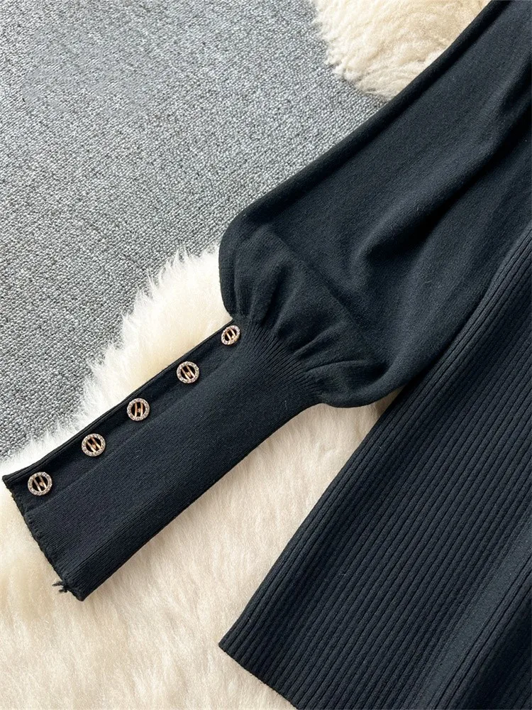 السيدات الرجعية سترة الدعاوى موضة فانوس كم البلوفرات فضفاضة ألف خط التنانير الطويلة طباعة محبوك قطعتين مجموعات تأليف #6