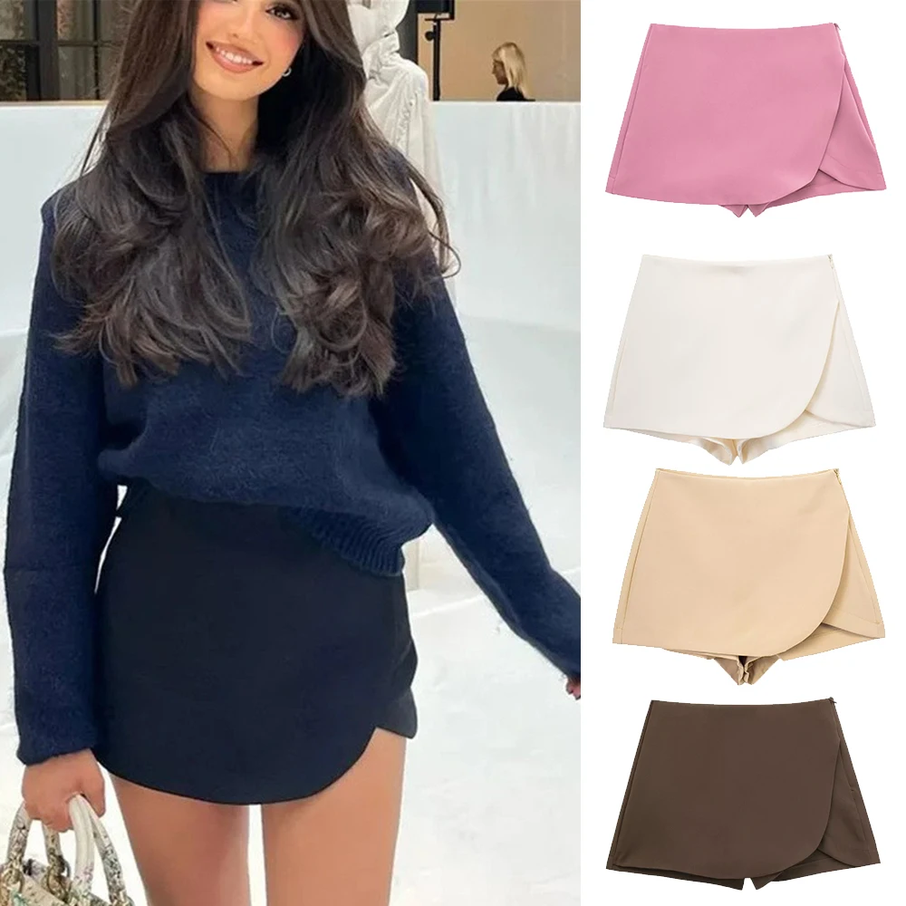 

2026 Black Mini Skirt Shorts Woman Fashion Asymmetric Skort For Women High Waist Short Skirts Woman Summer Casual Shorts