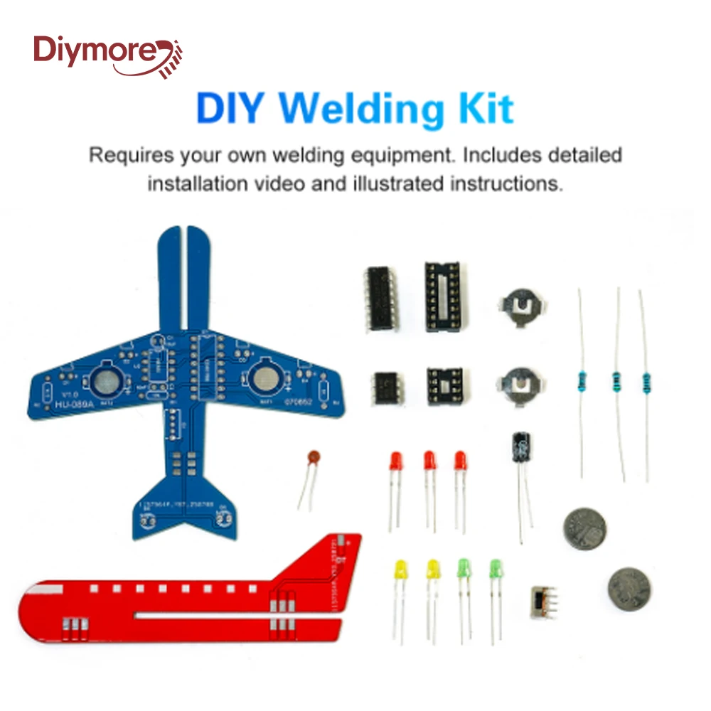 Elettronico Piccolo Aereo LED Flusso Luce Elettronica Kit FAI DA TE Circuito Flash Piccolo Giocattolo Pratica di Saldatura Con Chip NE555 CD4017