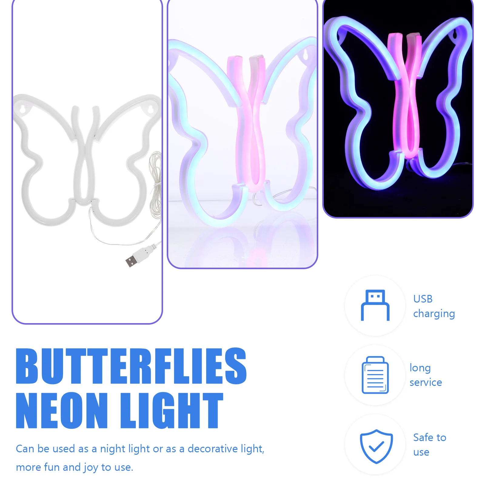 

LED Neon Sign Butterflies Exquisite Ornament Home Decor Wall Light Unique Visual Illusion for Bedroom Parties Weddings