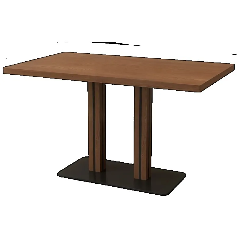 Commercial Square Restaurant Dining Table with Wood Top and Metal Base for Cafe, Bistro, Hotel Use