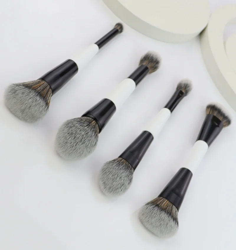 Professional 4 ชิ้น Double - end แปรงแต่งหน้าชุด - Foundation/แป้ง/Blush/Highlighter/Contour Face เครื่องสําอางค์ชุดเครื่องมือ
