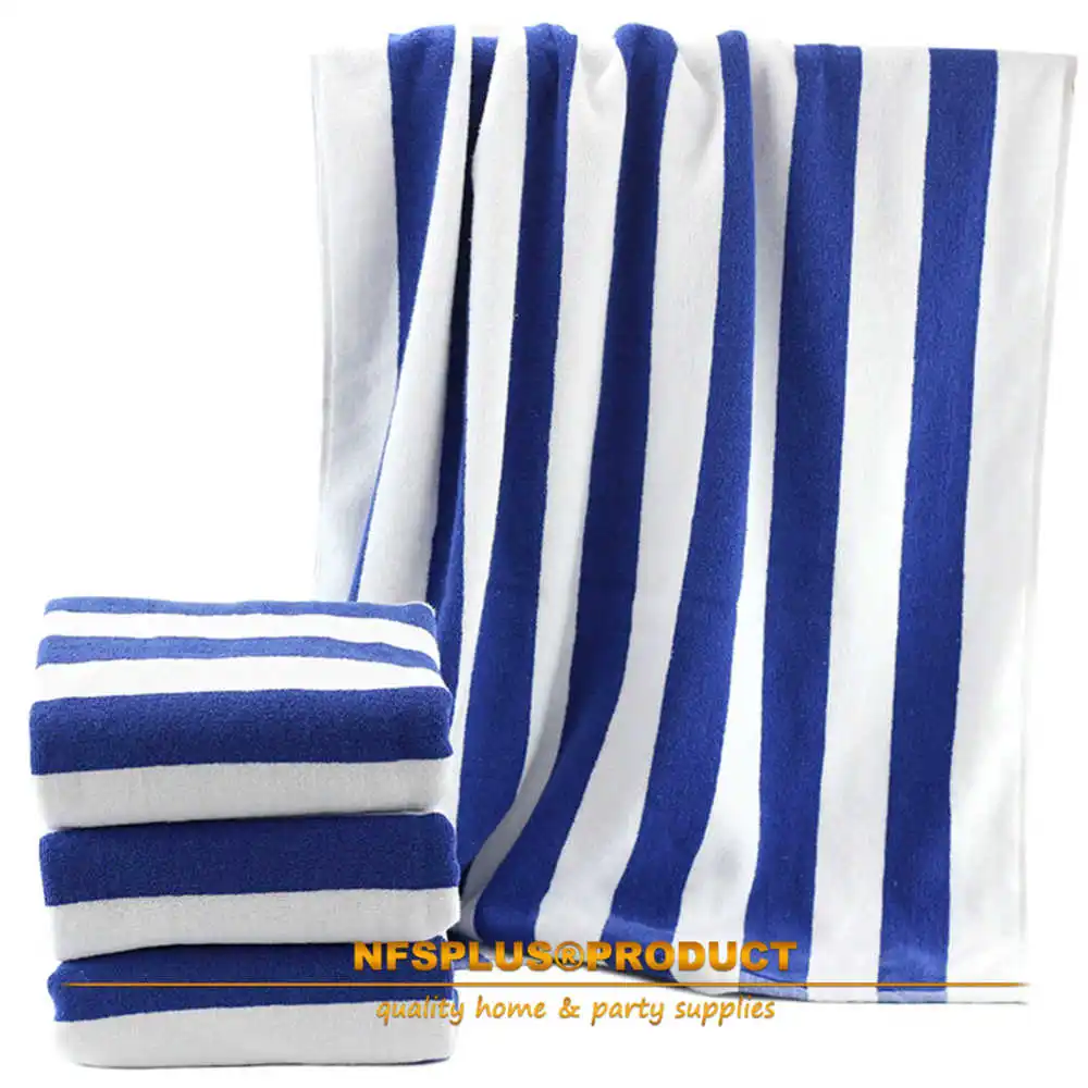Striped Beach Towel Bath Sheet 100% Cotton Heavyweight 650GSM Oversize 80x150CM Absorbent Ultra Soft For Travel Pool Gym Sports