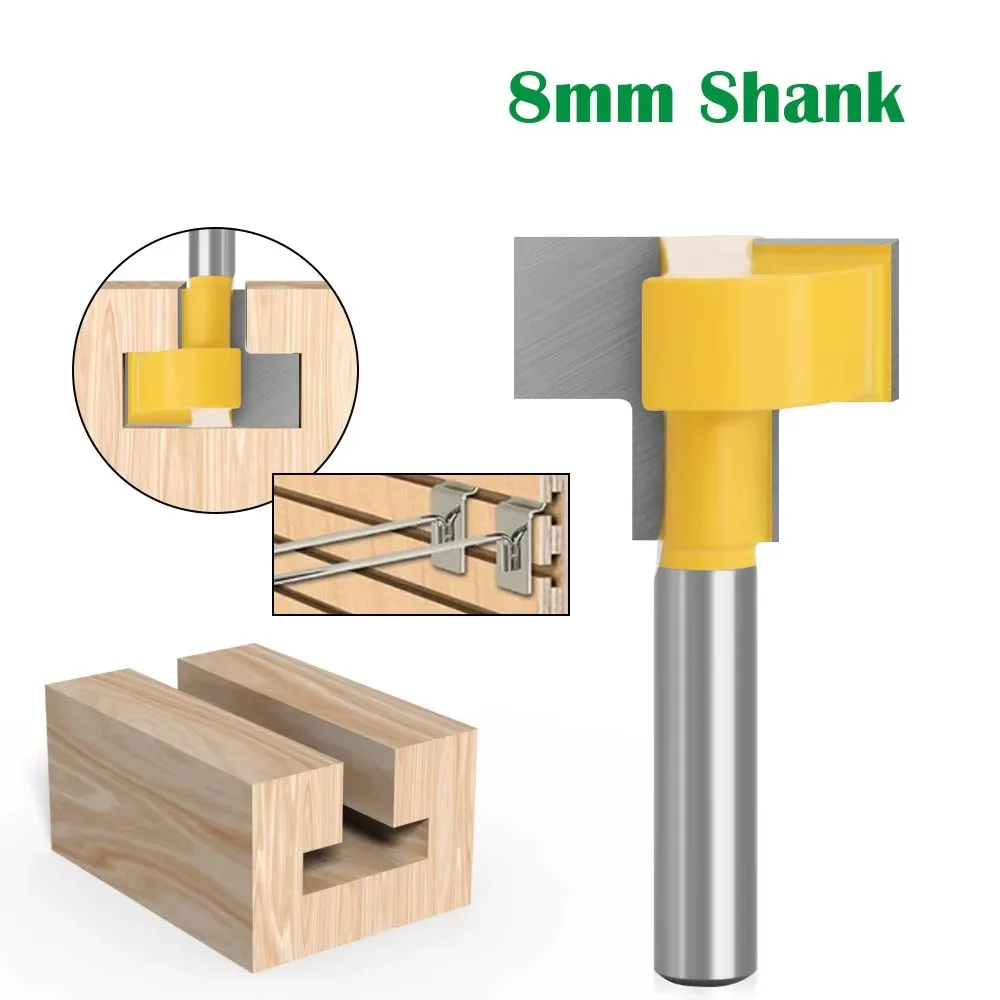8mm Shank T-Slot Milling Straight Edge Slotting Knife Cutter Router Bits Milling Cutting Handle for Wood Working Milling Cutter