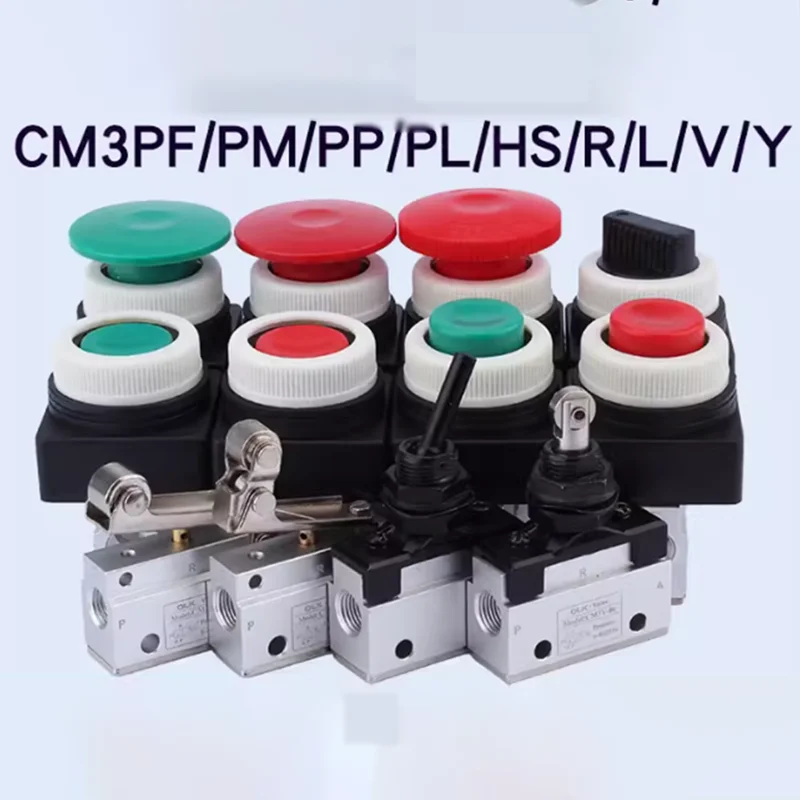 

CM3 Mechanical Valve Series CM3PM CM3PL CM3HS CM3PP CM3PF CM3V CM3Y CM3B two position three way manual button switch air valve