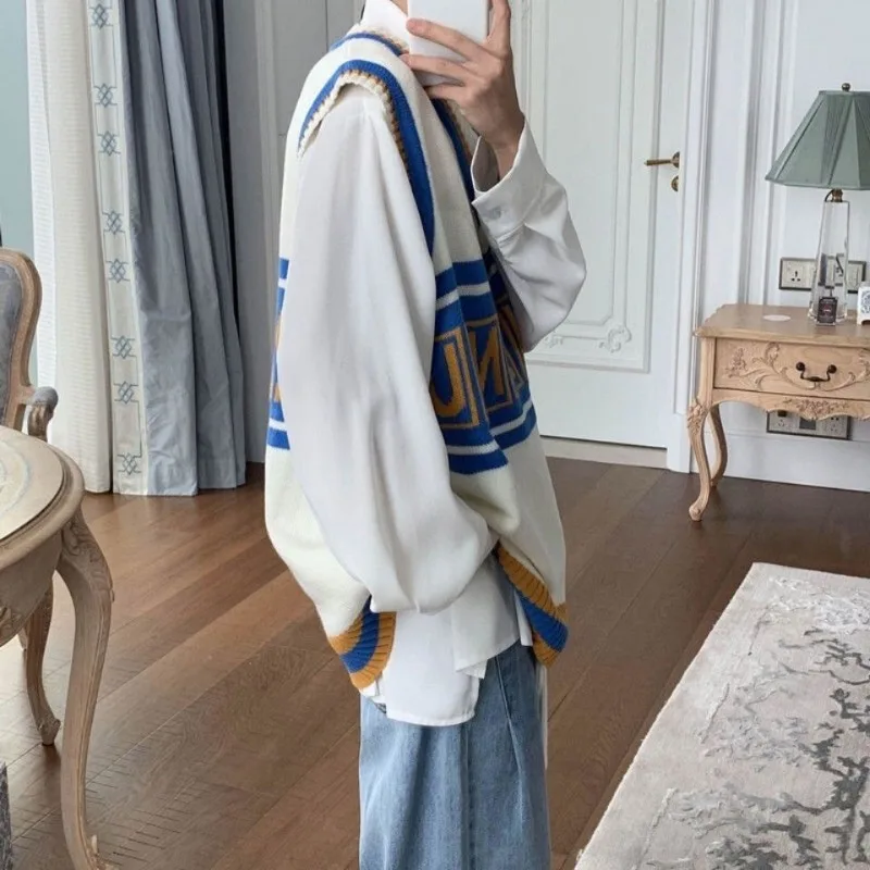 الخامس الرقبة أكمام محبوك سترة اللون حظر رسالة الكورية نمط المتضخم زمم الرجال عادية ربيع الخريف تنوعا العصرية