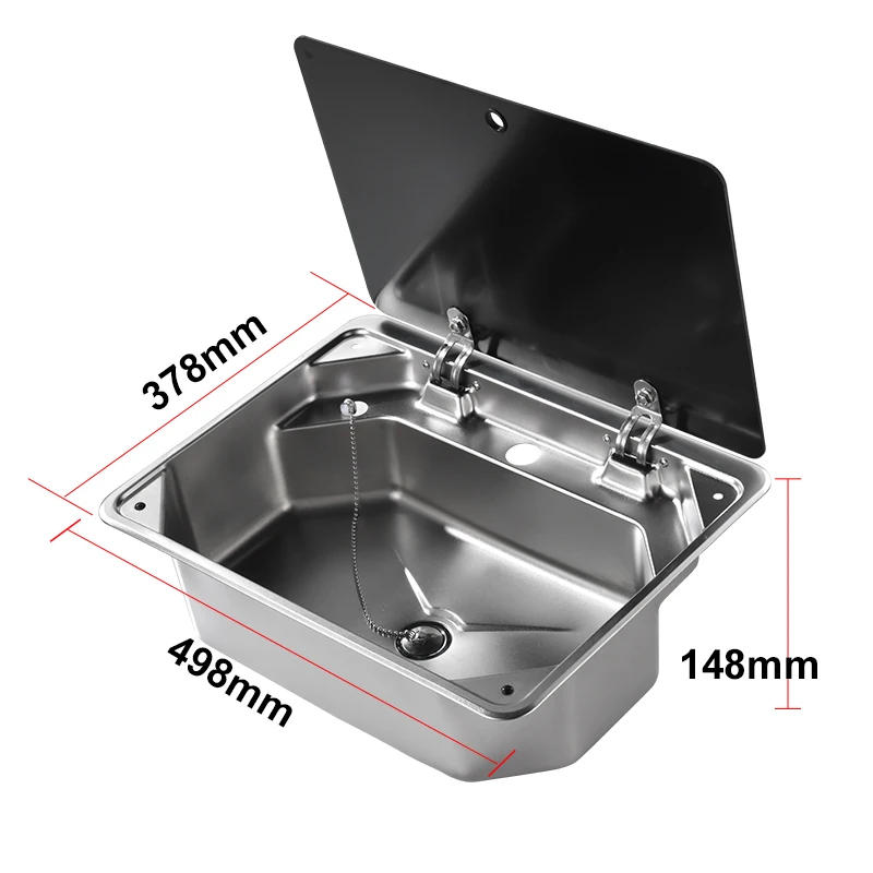 

Square Sink with Lid Stainless Steel Single Basin Kitchen Sink Foldable and Hidden