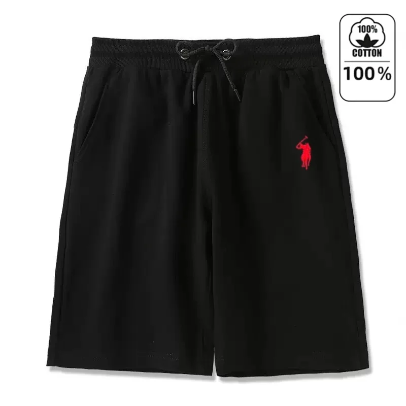 100 % reine Baumwolle, hochwertige Marken-Herrenshorts, Sommermode, Pony-Stickerei, Paul, atmungsaktive Freizeithose, Strandhose, Sporthose