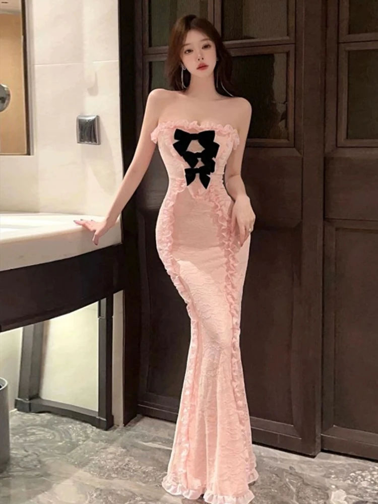 

Black Velvet Fishtail Party Gown Women Elegant Formal Off-shoulder Sleeveless Bodycon Maxi Long Camisole Evening Dress