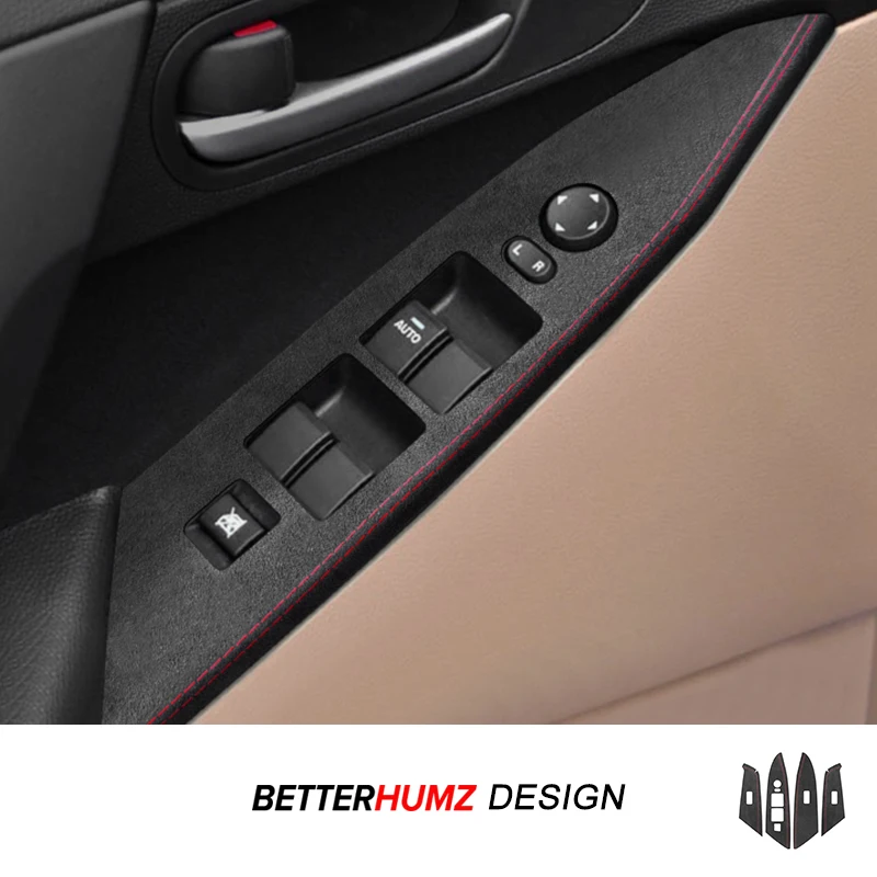 

Для Mazda 3 Axela 2010-2013: накладка на кнопки стеклоподъемников из алькантары и карбона, тюнинг, аксессуары для интерьера автомобиля