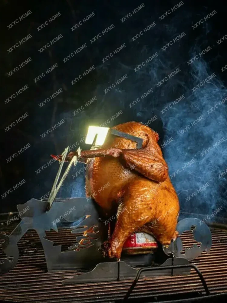 Motorcycle BBQ Chicken Stand Portable Grilling Roast Rack Barbecue Accessories BBQ Tool Stainless Steel Rack