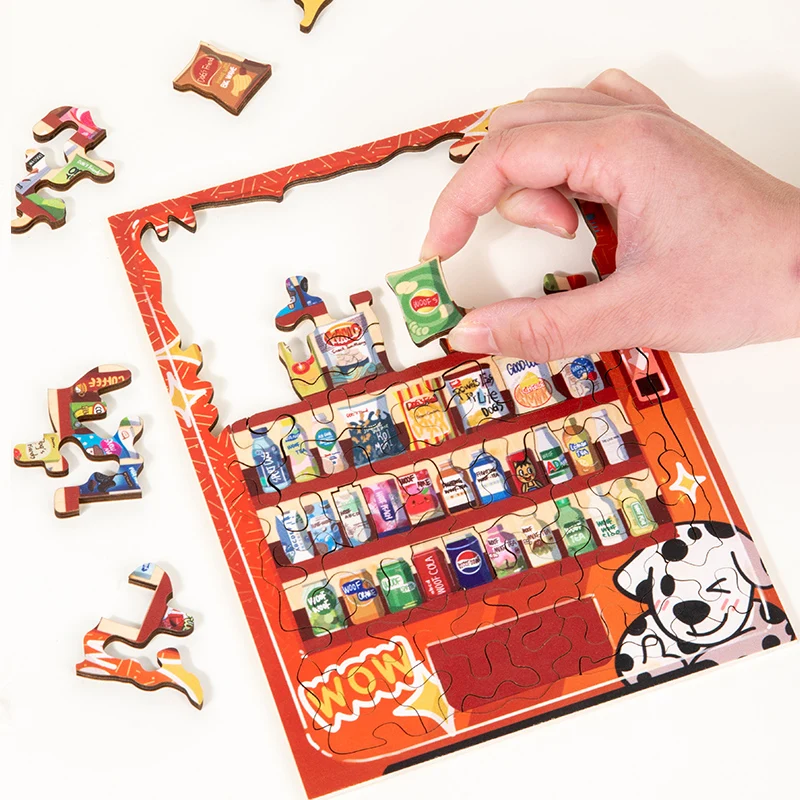 Kids Wooden Creative Wukong/House/Snack Stacked Shape Puzzle Table Games Brain Games Montessori Thinking Educational Toy Gifts