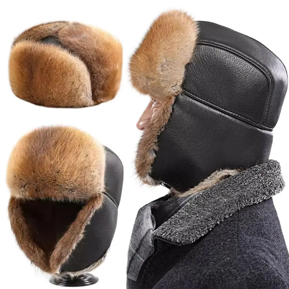 قبعة شتوية سميكة ودافئة عصرية مقاومة للرياح لحماية الأذن من Ushanka قبعة من الفرو كاجوال من Lei Feng للرجال والنساء #5