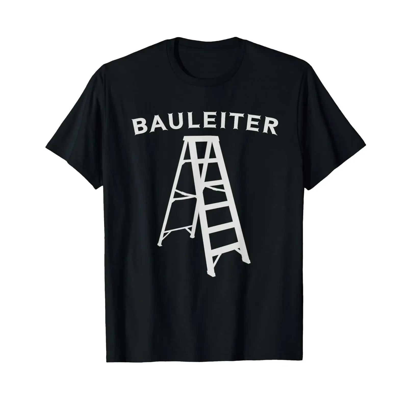 Funny Bauleiter Step Ladder Print T Shirt Construction Site Worker Foreman Casual  Black vintage Washed streetwear Stretched