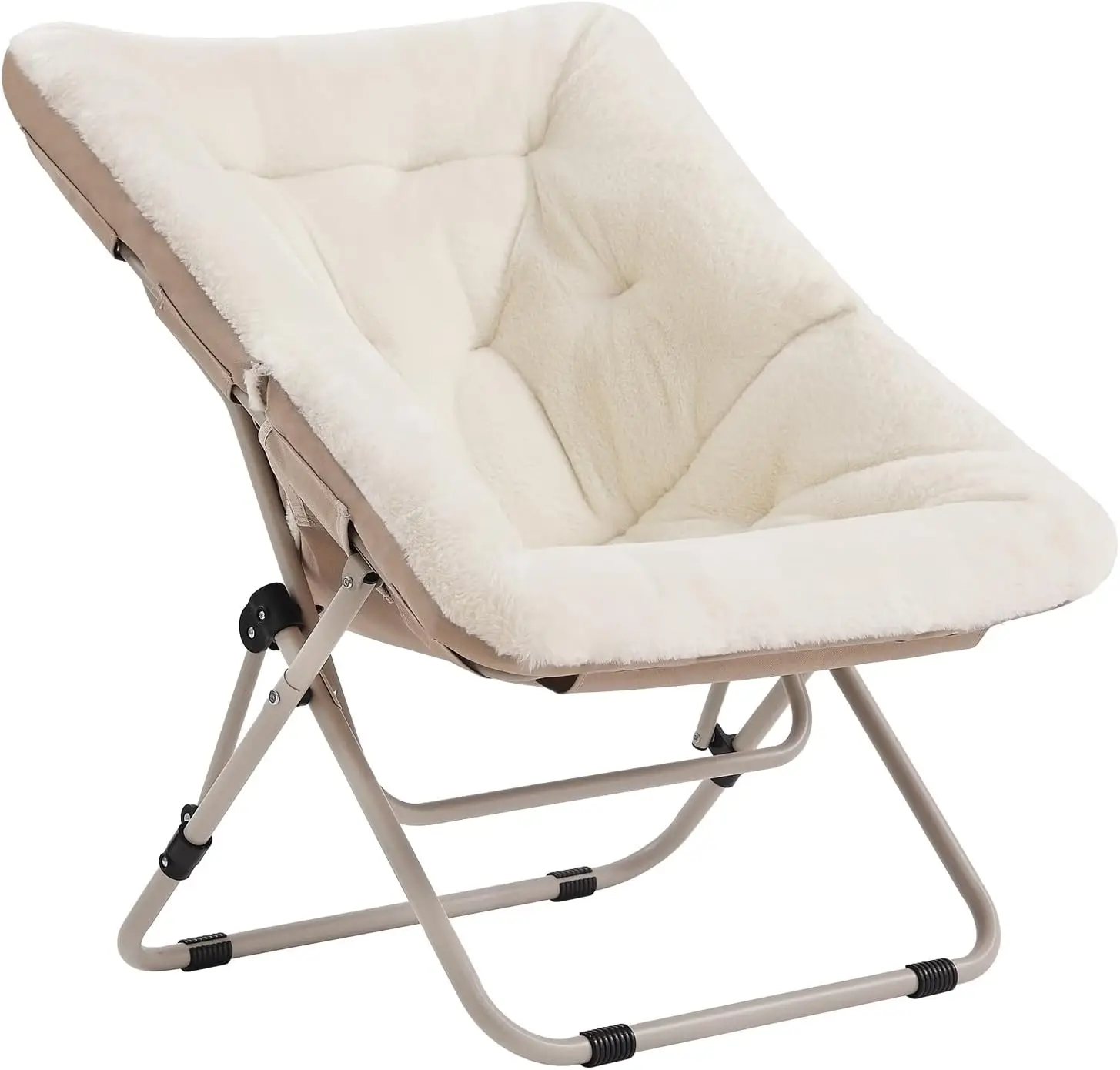 

Comfy Folded Chair, Soft Faux Fur Oversized Folding Accent Chair, Lounge Lazy Chair for Kids Teens Adults, Metal Frame Moon Chai