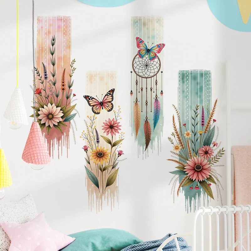 

Butterfly Flower 3D Wall Background Painting Bedroom Sofa Background Wall Decoration Wall Sticker Removable Self-Adhesive Mural