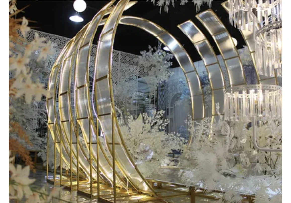Fondo de arco blanco de metal para decoración de boda, soporte de globos de flores, escenario de boda, nuevo diseño