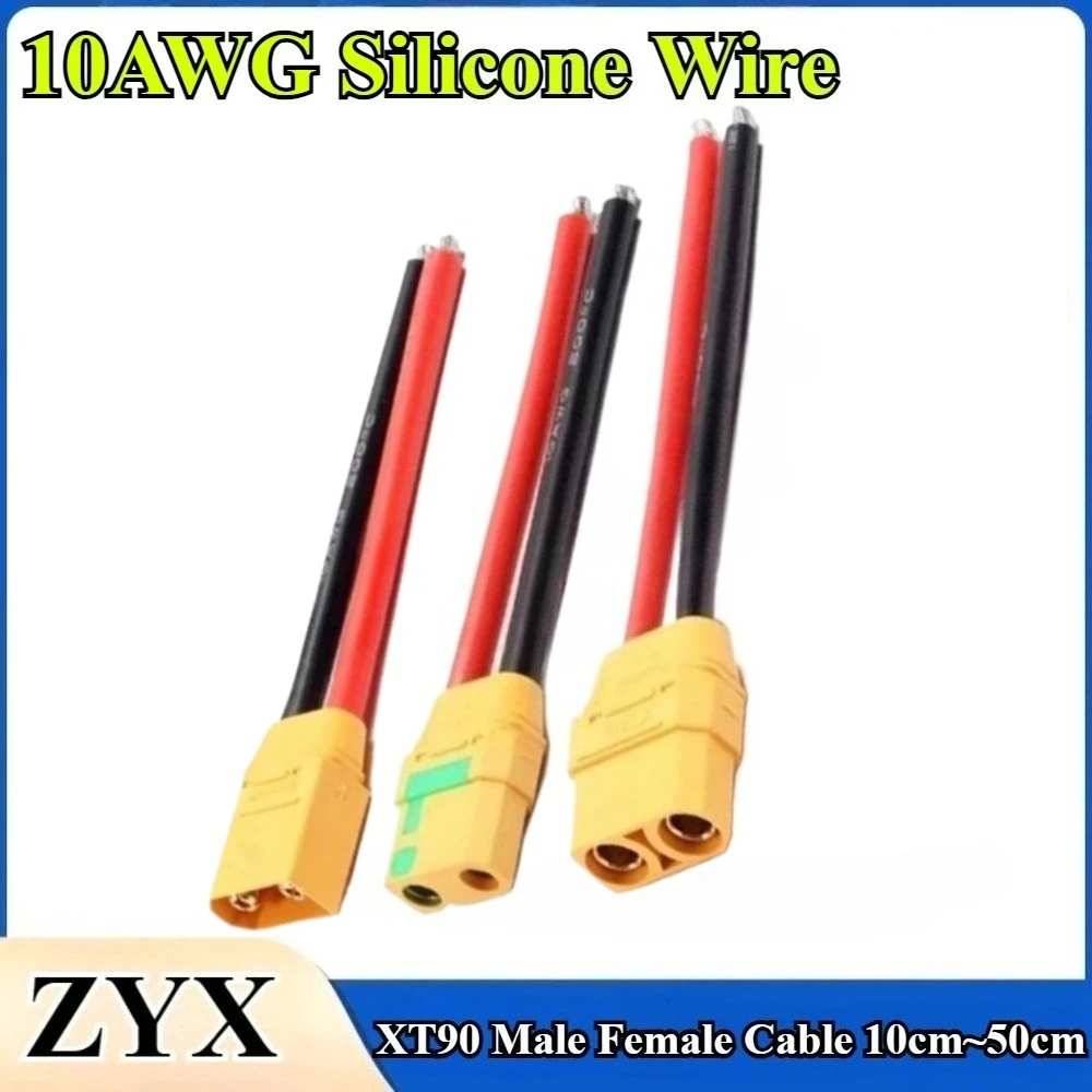 

XT90 XT90S Anti-Spark Lithium Battery Male Female Plug Connector Cable 10/15-50cm 10AWG Silicone Wire For RC Model Charger Parts