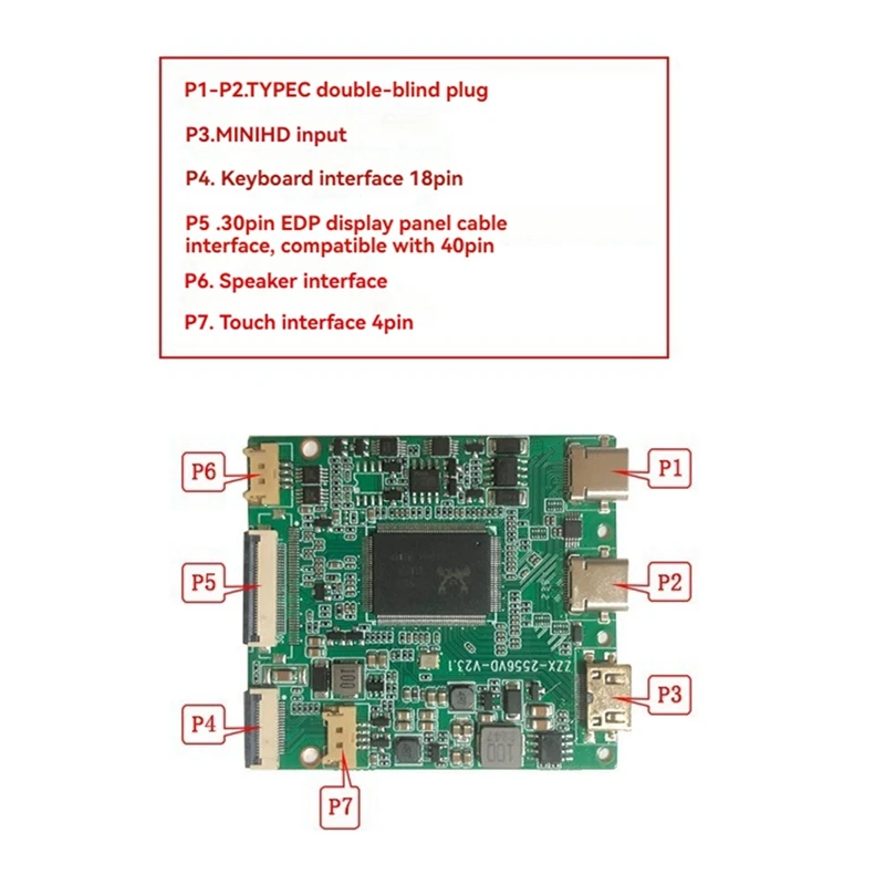 2 Type C -Compatible Controller Board For 11.6 13.3 14 15.6 17.3 Inch 1920X1080 30Pin 40Pin EDP LCD Screen