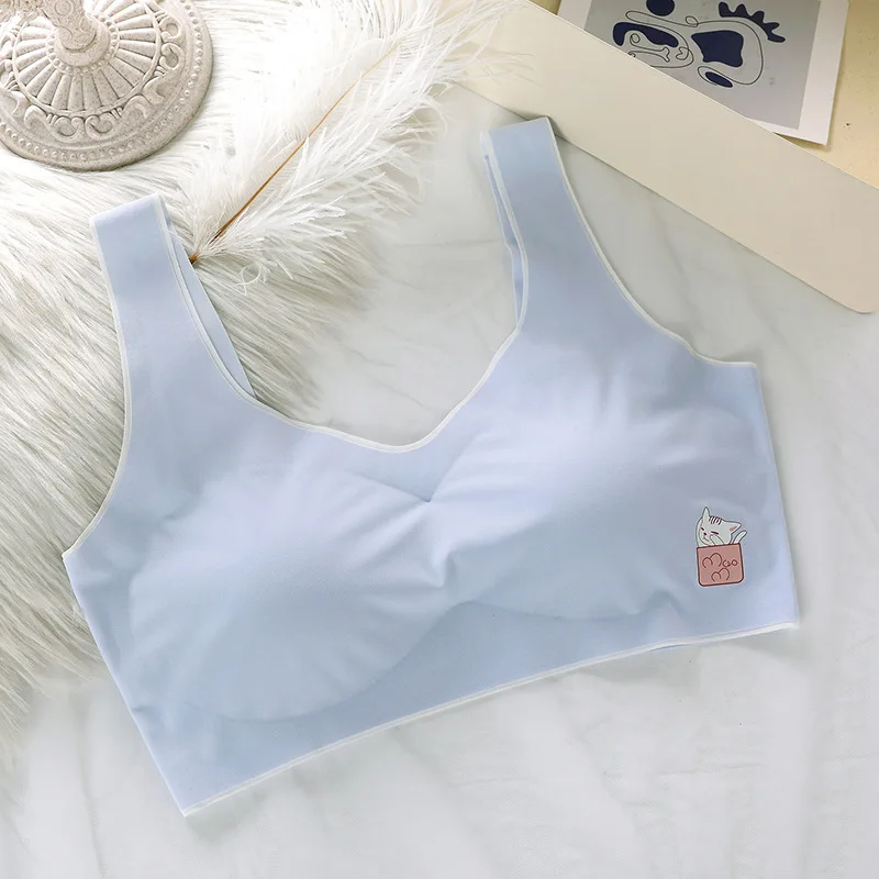 Girls' Chest Wrapping Students' Underwear with Chest Pads Summer Beauty Back Bra Traceless Bra Adult Girls' Development Tank Top