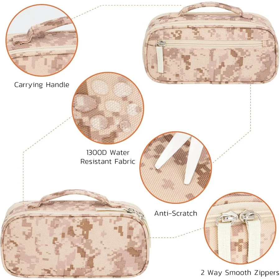 مقلمة تكتيكية للأولاد ذات سعة كبيرة جدًا وحقيبة أقلام مموهة للرجال والكبار مكونة من 3 أقسام بسحاب مقصورة صغيرة T