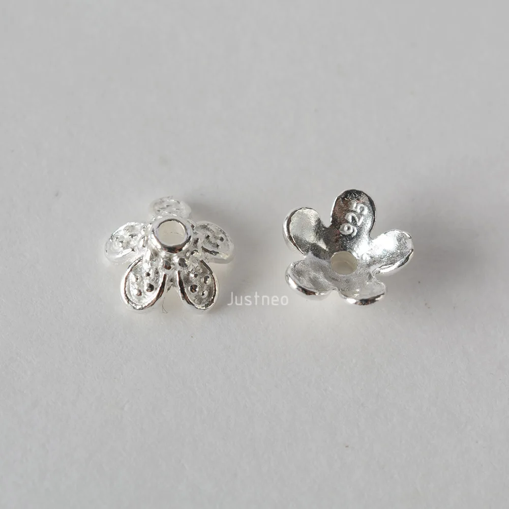 solid 925 sterling silver flower bead cap, spacer bead caps, jewelry diy silver findings/components
