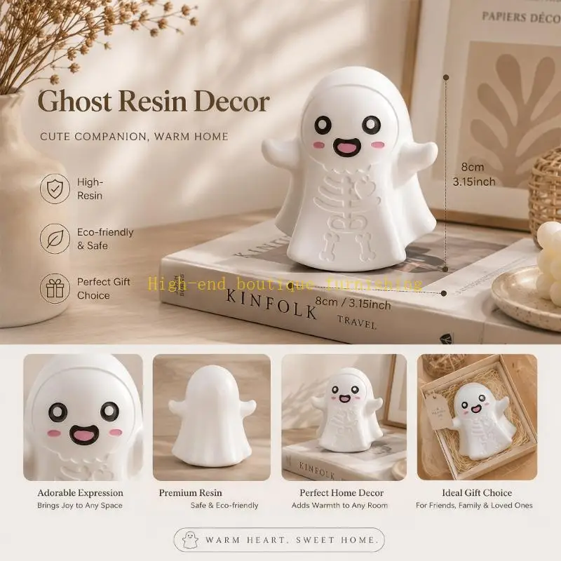 L9NB Resin Ghostly Figurine for Halloween Shelf Decors, Accent for Desks