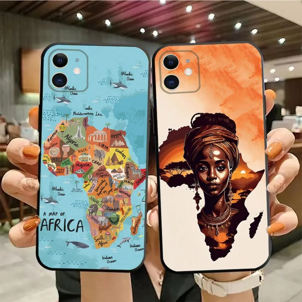 

Africa Map Geogra Phone Case For iPhone15,14,13,12,11,Pro,Max,Plus,Mini,X,XS,XR,8,7,6,S,Plus,SE Soft Black Case