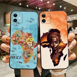 Africa Map Geogra Phone Case For iPhone15,14,13,12,11,Pro,Max,Plus,Mini,X,XS,XR,8,7,6,S,Plus,SE Soft Black Case