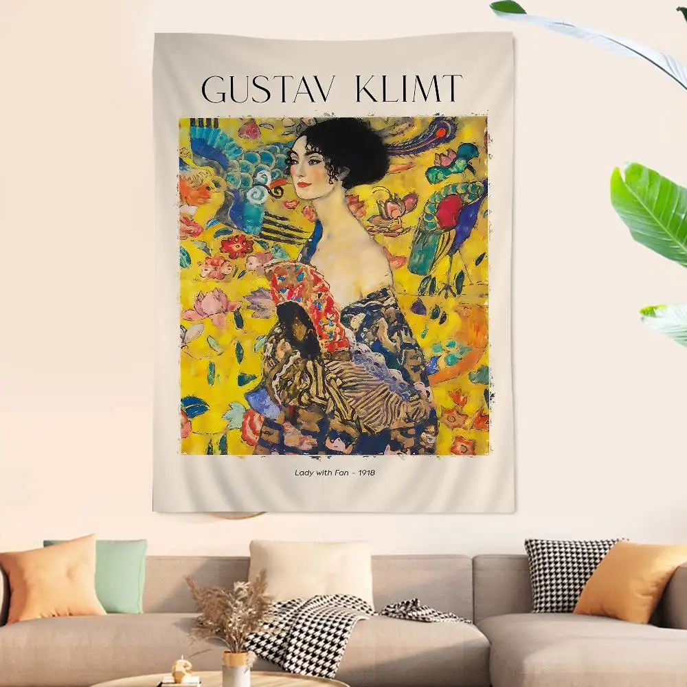 Gustav Klimt The Kiss Tapestry Art Printing Art Science Fiction Room Home Decor Wall Art Decor