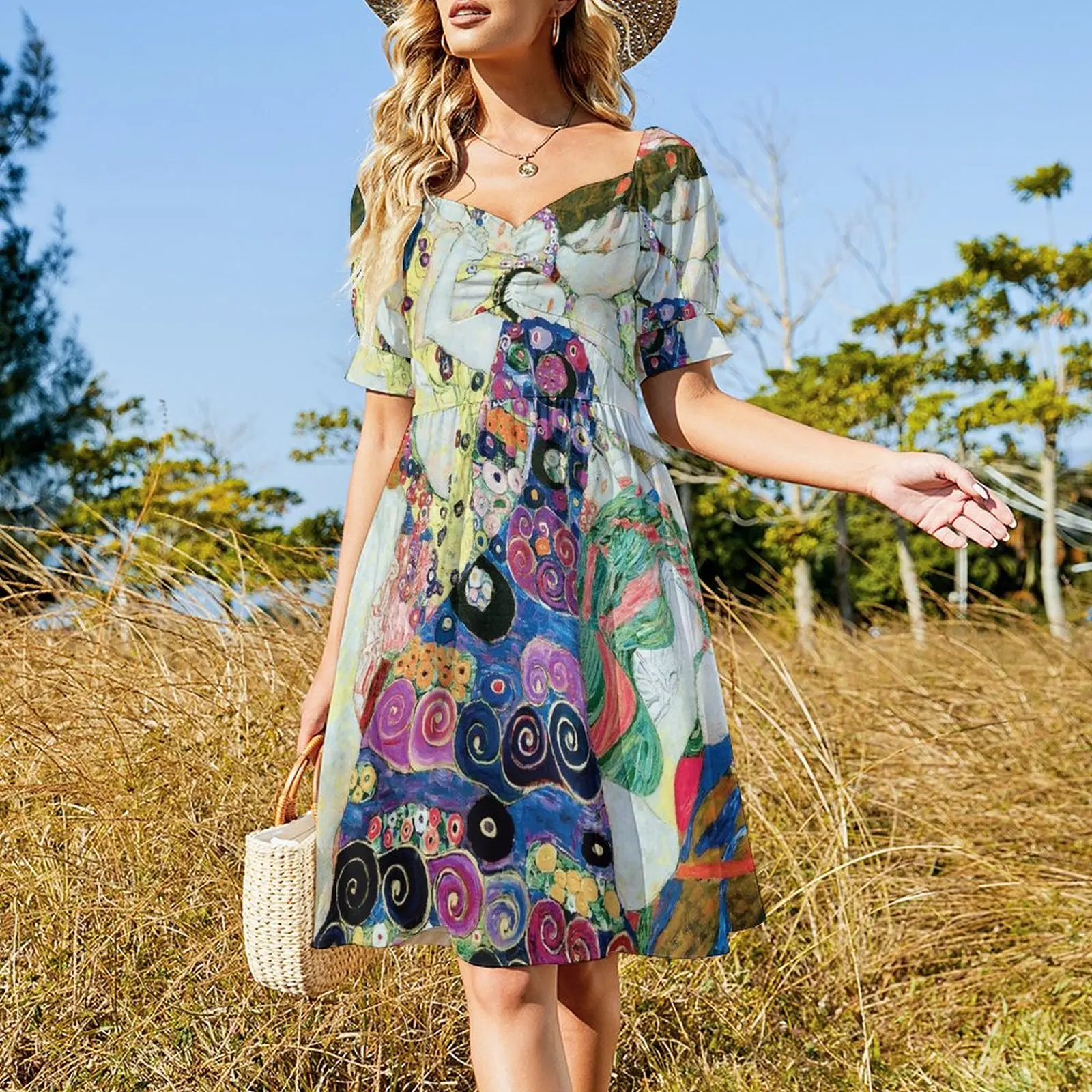 HD The maiden, by Gustav Klimt - 1913 HIGH DEFINITION Sleeveless Dress loose summer dress Long dress Female dress