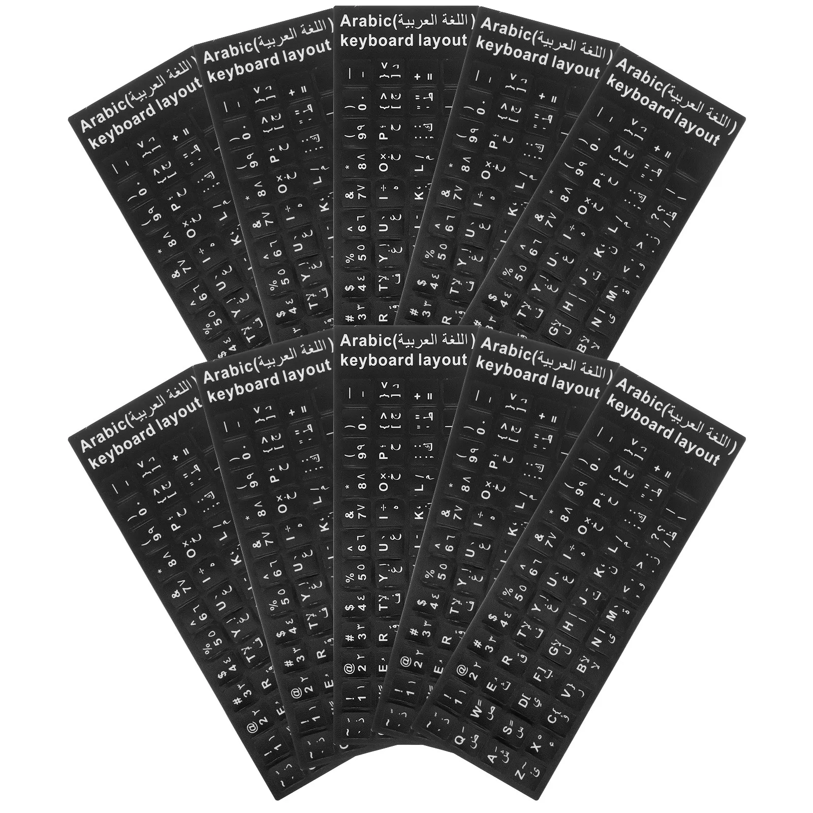 

10pcs Keyboard Stickers Arabic Matte Finish Durable Replacement Labels For Laptop Computer Language Input Accessory