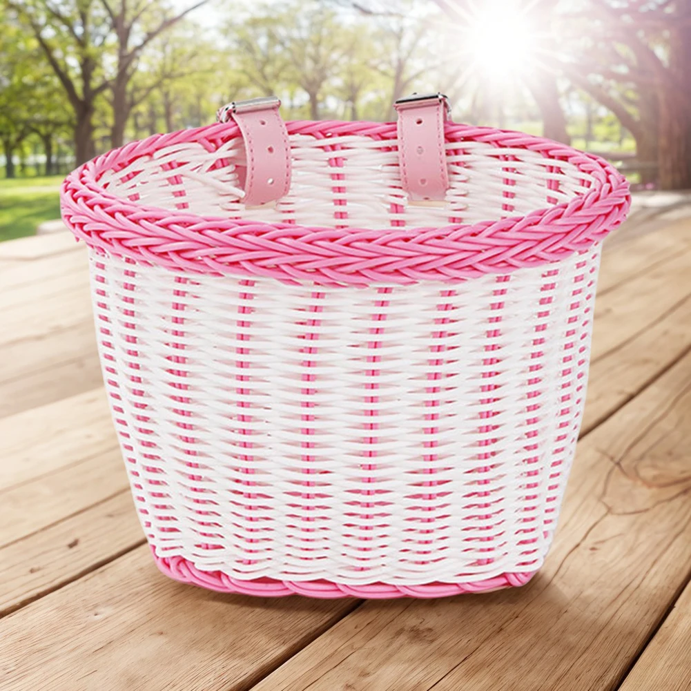 

Bike Front Basket Adjustable Leather Straps Handwoven Bicycle Basket Waterproof Cycling Handlebar Basket Bicycle Accessories