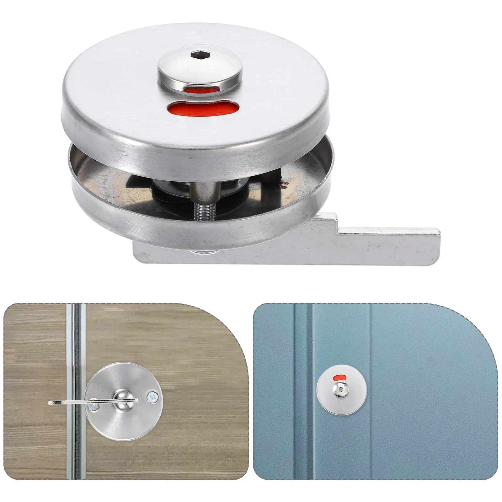 Stainless Steel Bathroom Indicator Lock Occupied Vacant Privacy Door Lock Commercial Restroom Brushed Finish