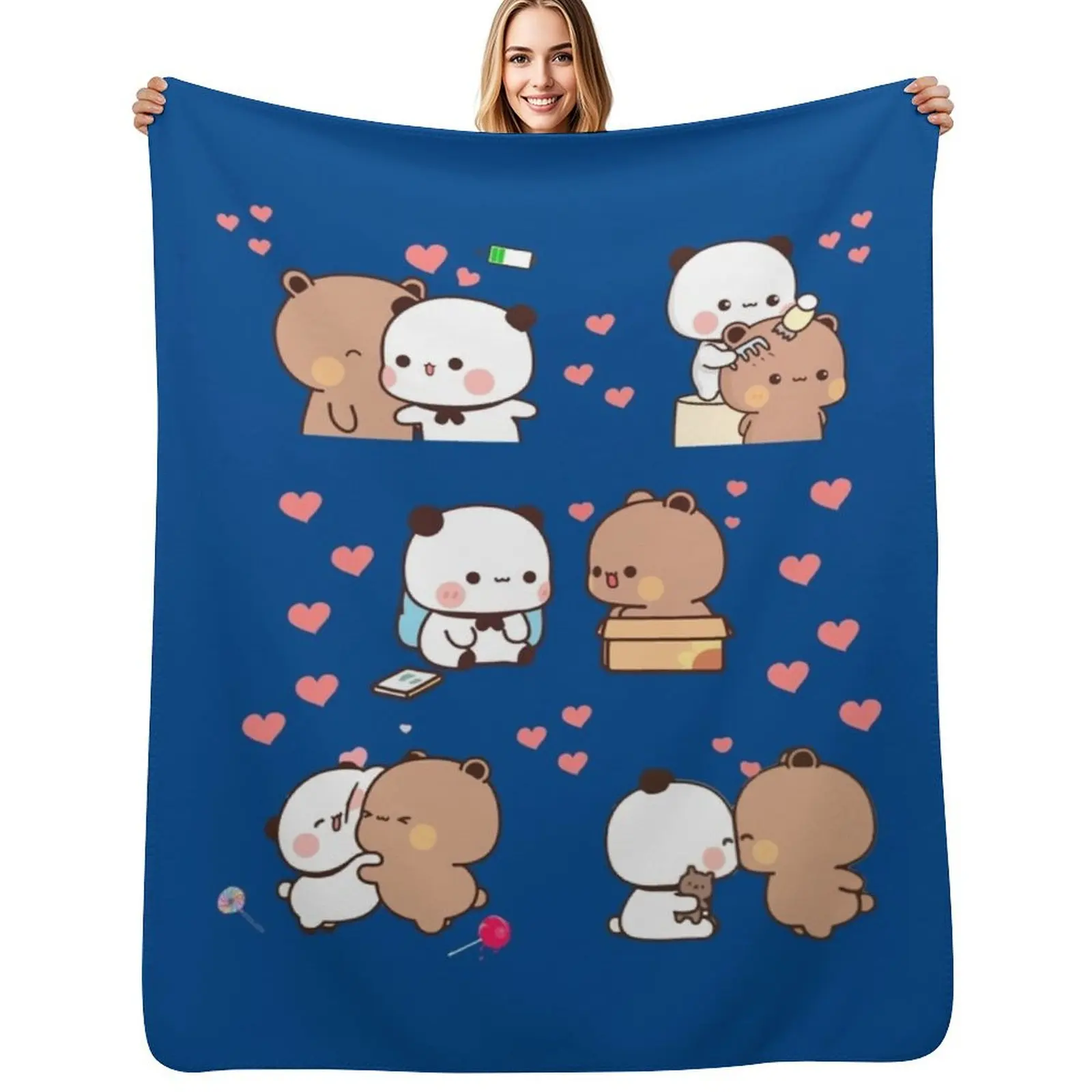 

Bear and Panda Bubu Dudu Balloon Throw Blanket for sofa Soft Beds For Sofa Thin wednesday Blankets