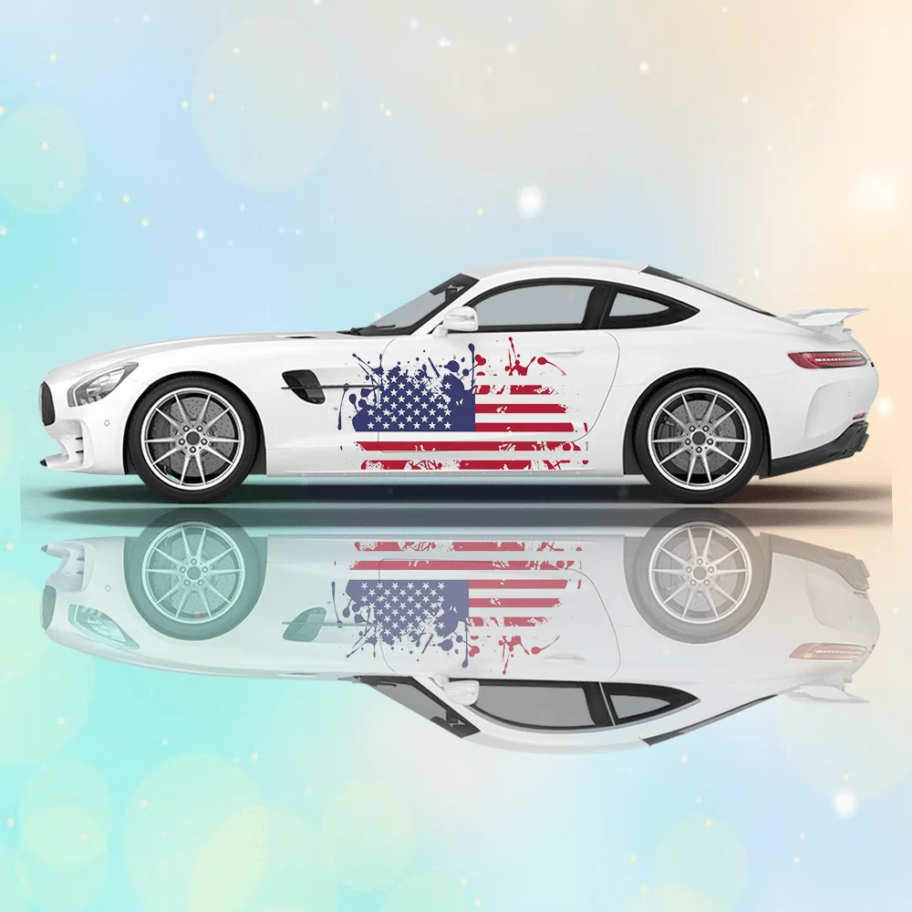 動物の頭蓋骨アメリカ国旗車ビニールラップデカール自己粘着 PVC ステッカートラック SUV 装飾自動車アクセサリーギフトに適しています